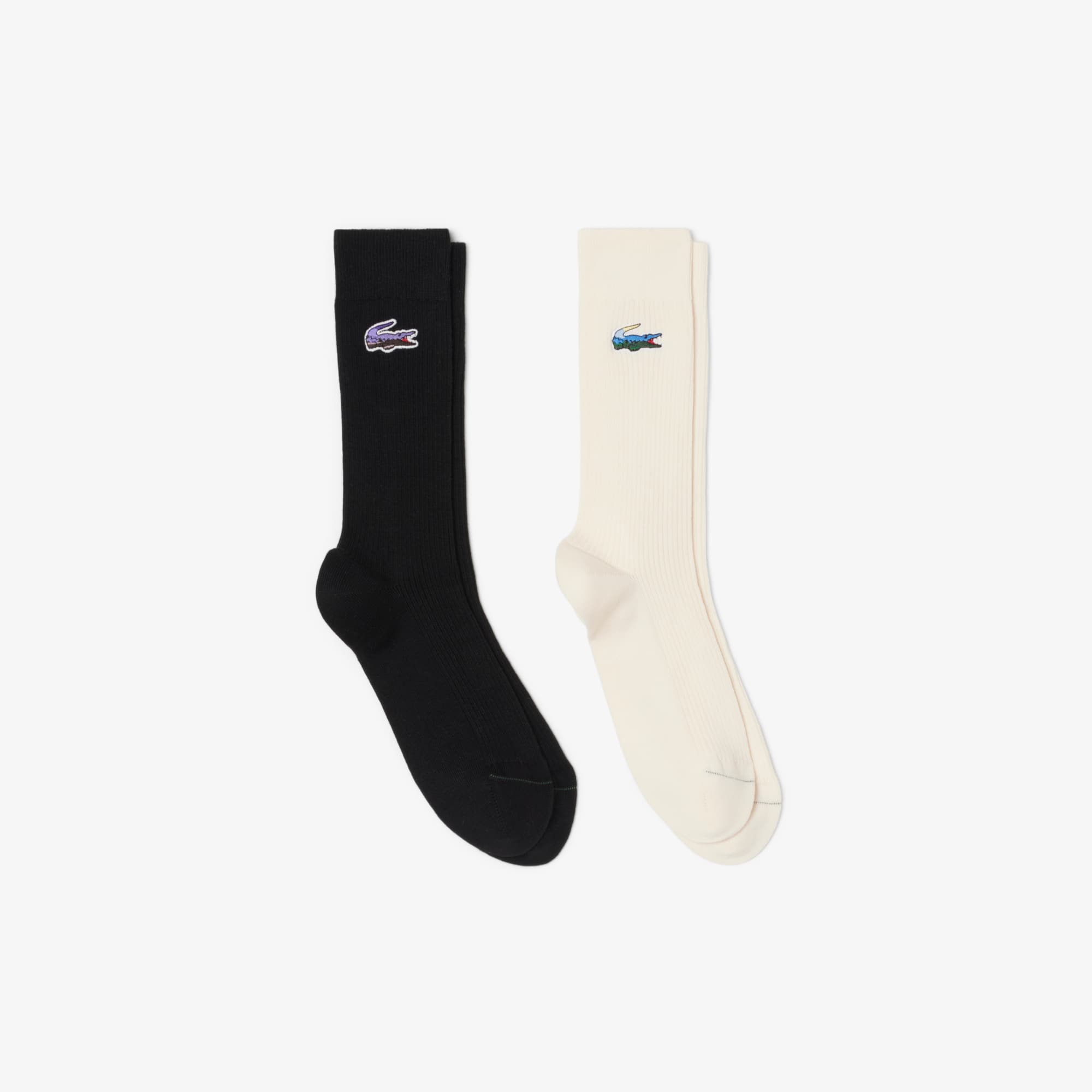 Unisex 2-Pack Cotton Socks - Black / White