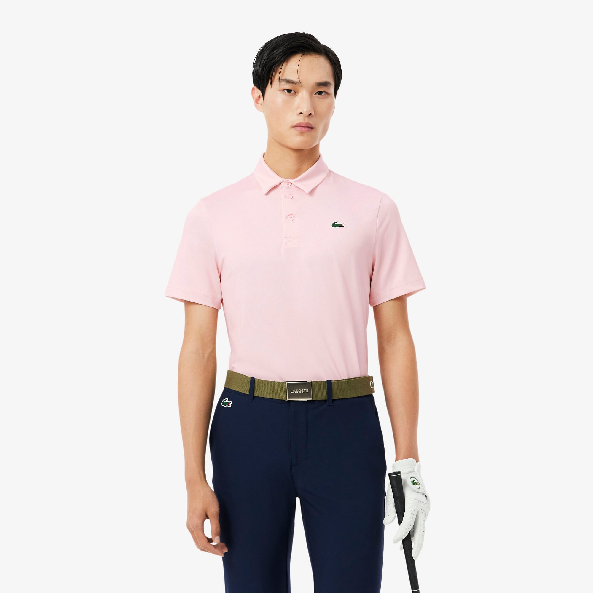 Regular Fit Printed Golf Polo - Light Pink / White
