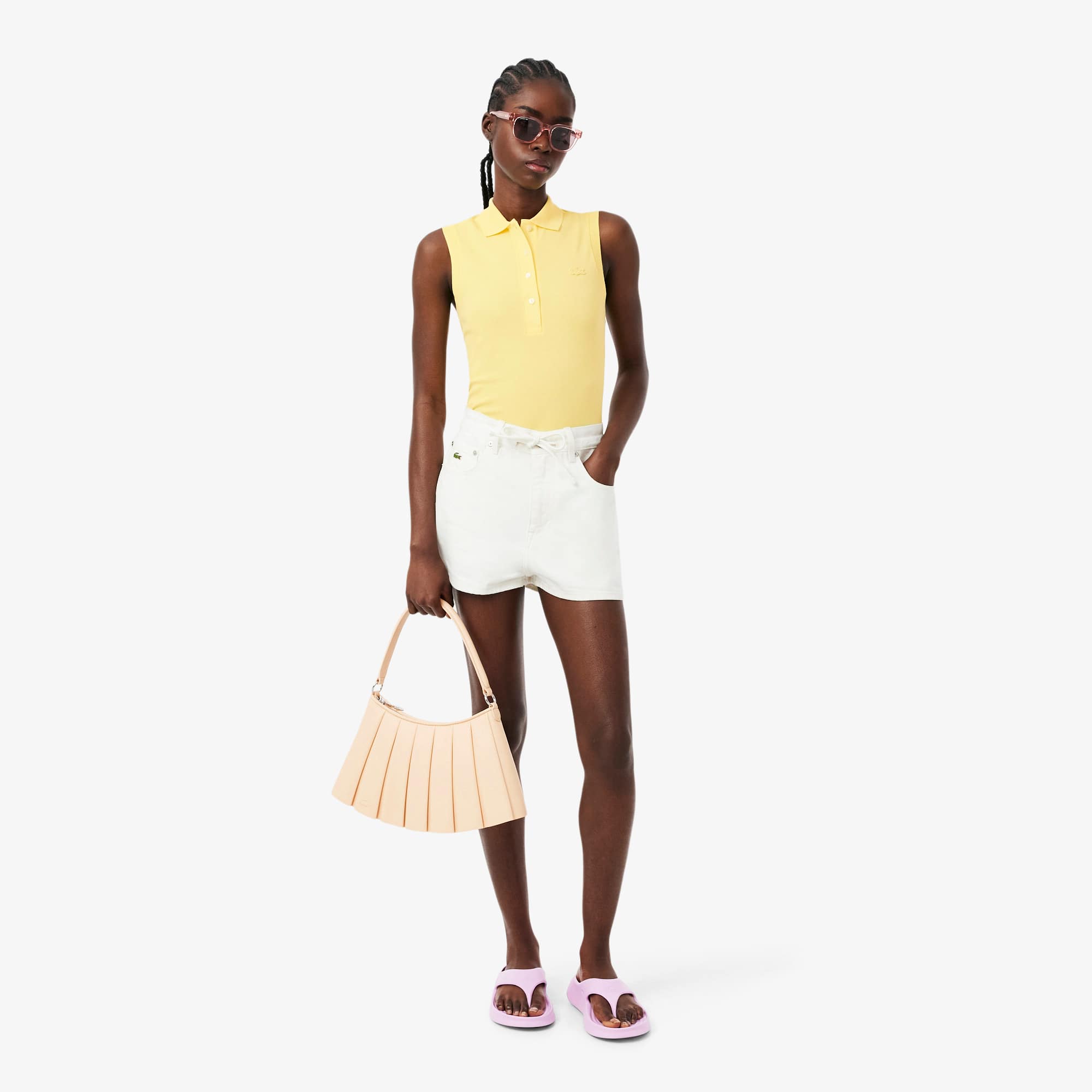 Women's Slim Fit L.12.D Sleeveless Stretch Polo - Pastel yellow