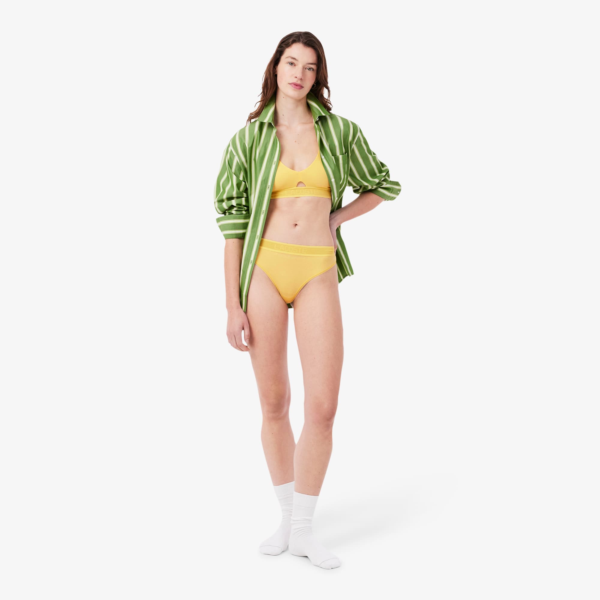 Perforated Band Microfiber Bra - Pastel yellow