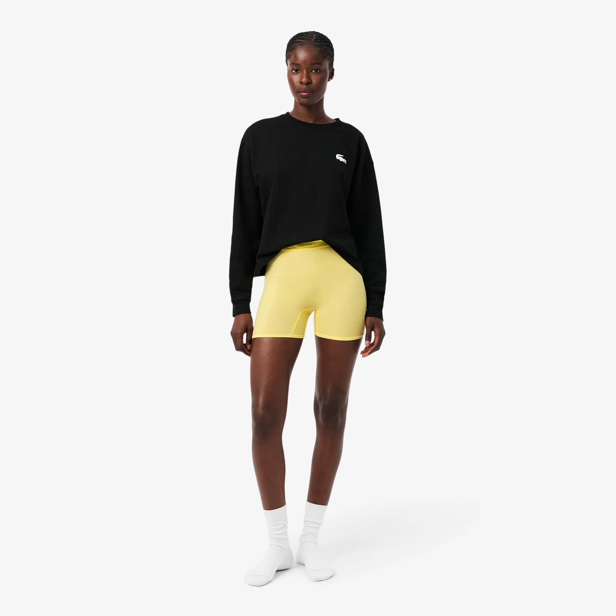 High Waist Microfiber Cycle Shorts - Pastel yellow