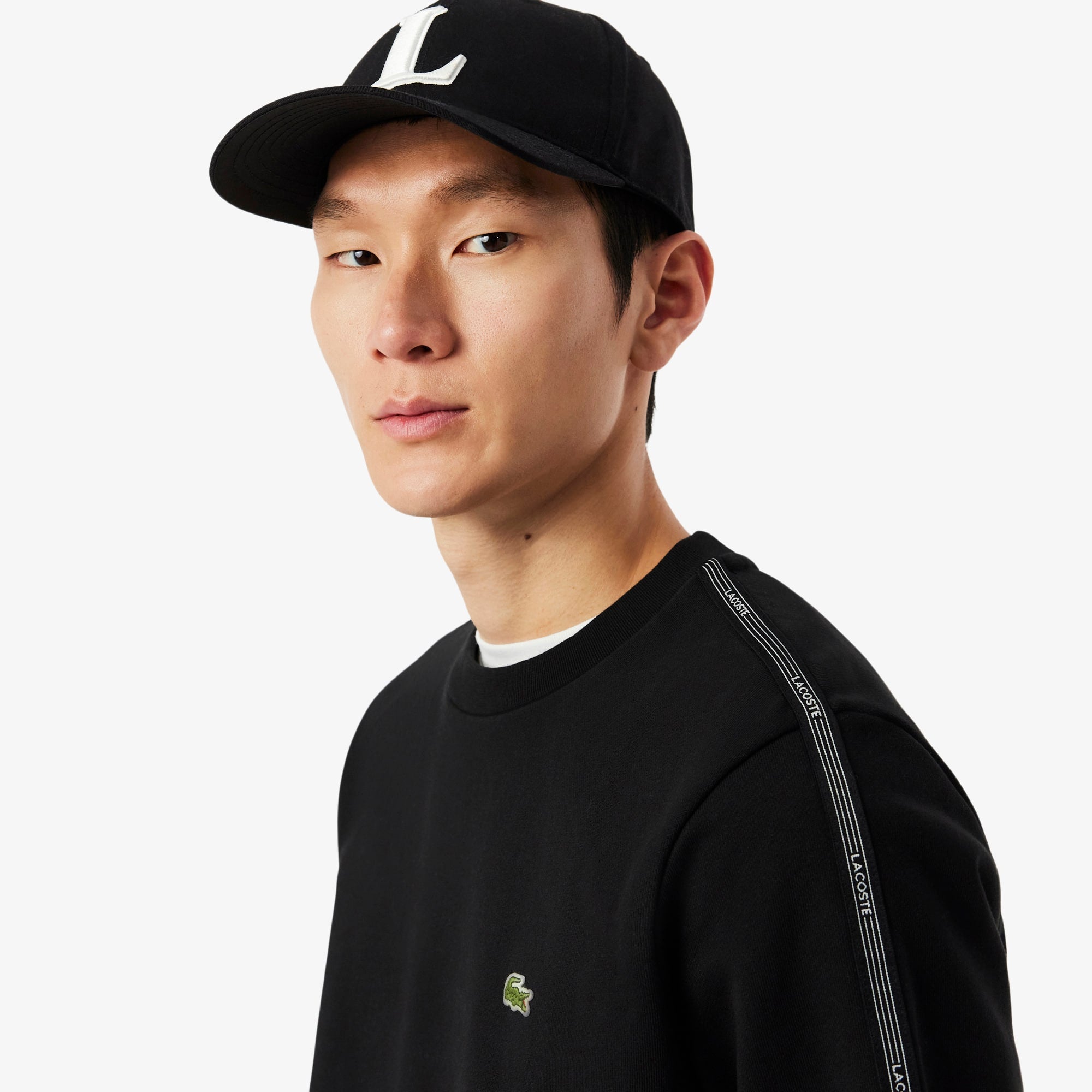 Stripe Band Fleece Sweatshirt - Black