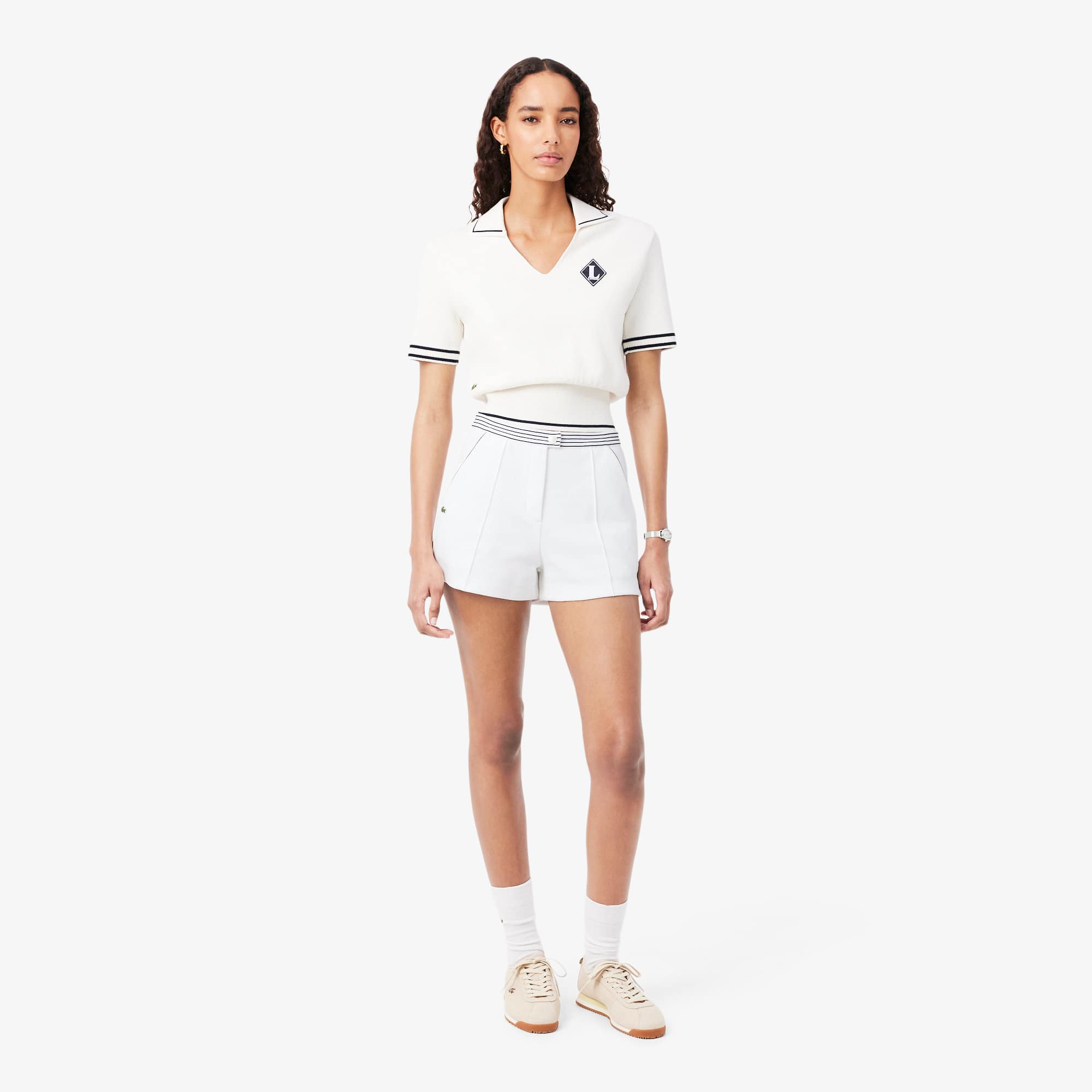 Made In France Piqué Shorts - White / Navy Blue