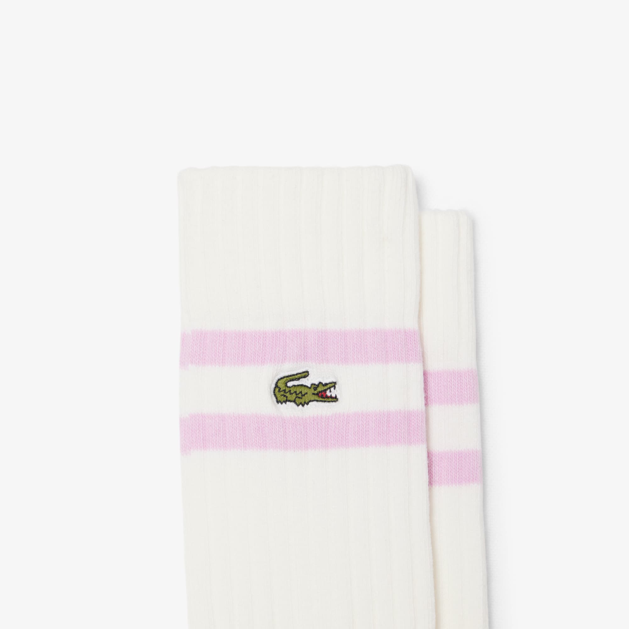 Unisex Ribbed Cotton Socks - Blanc / Bleu Clair / Rose