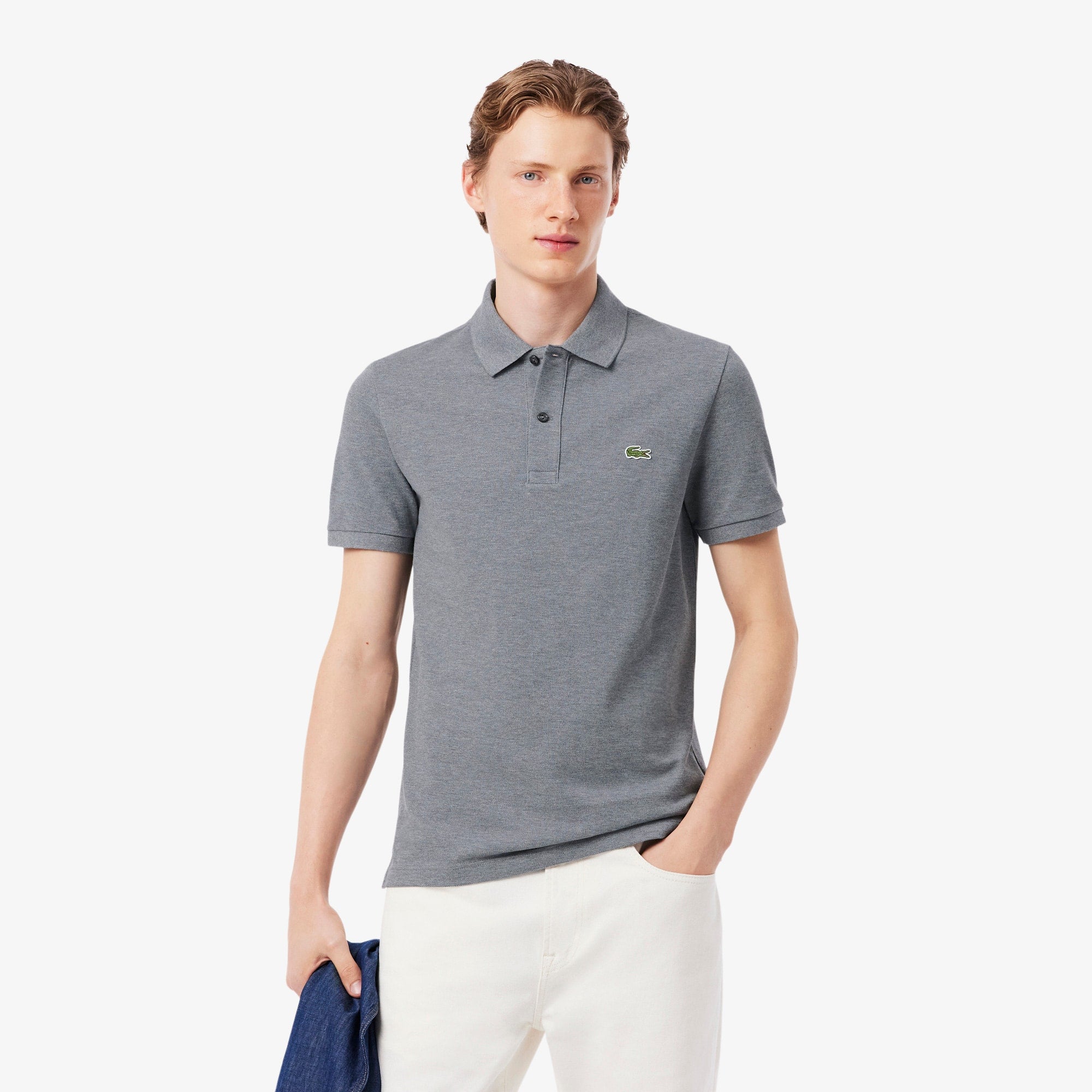 Men's Slim Fit L.12.12 Piqué Polo - Gris Chine