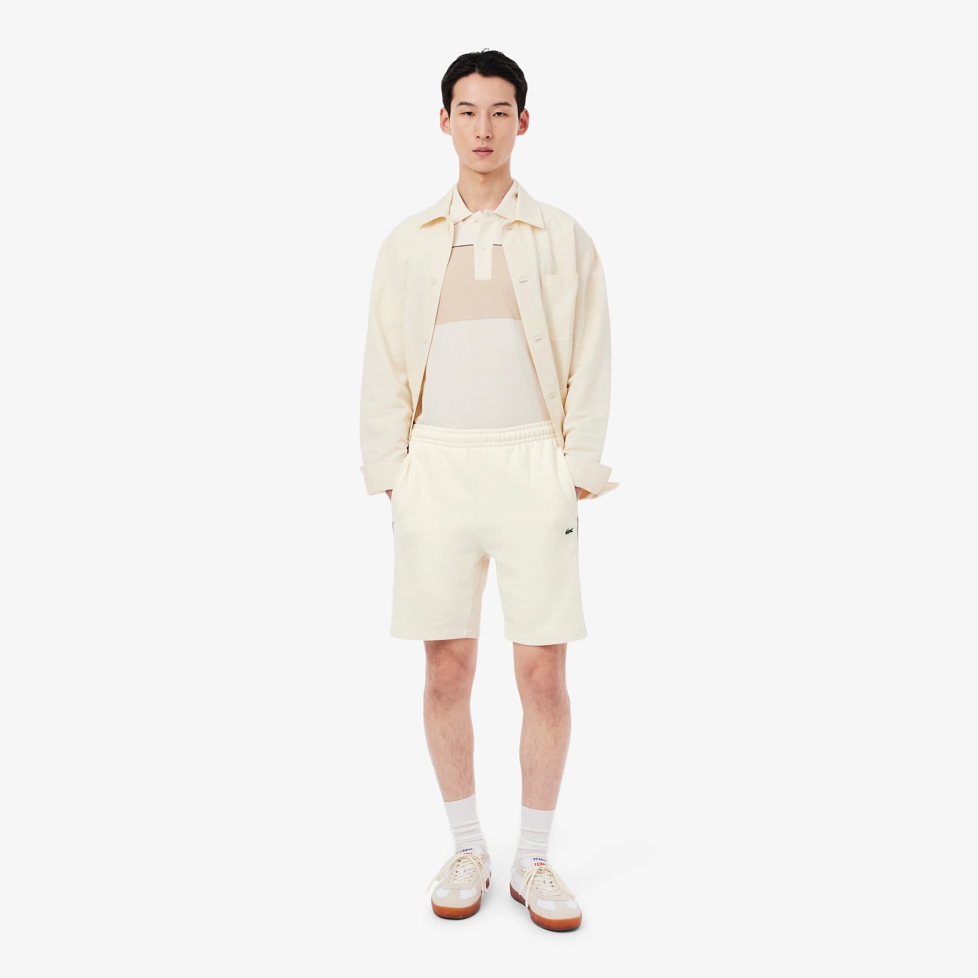 Regular Fit Colorblock Fleece Shorts - Beige