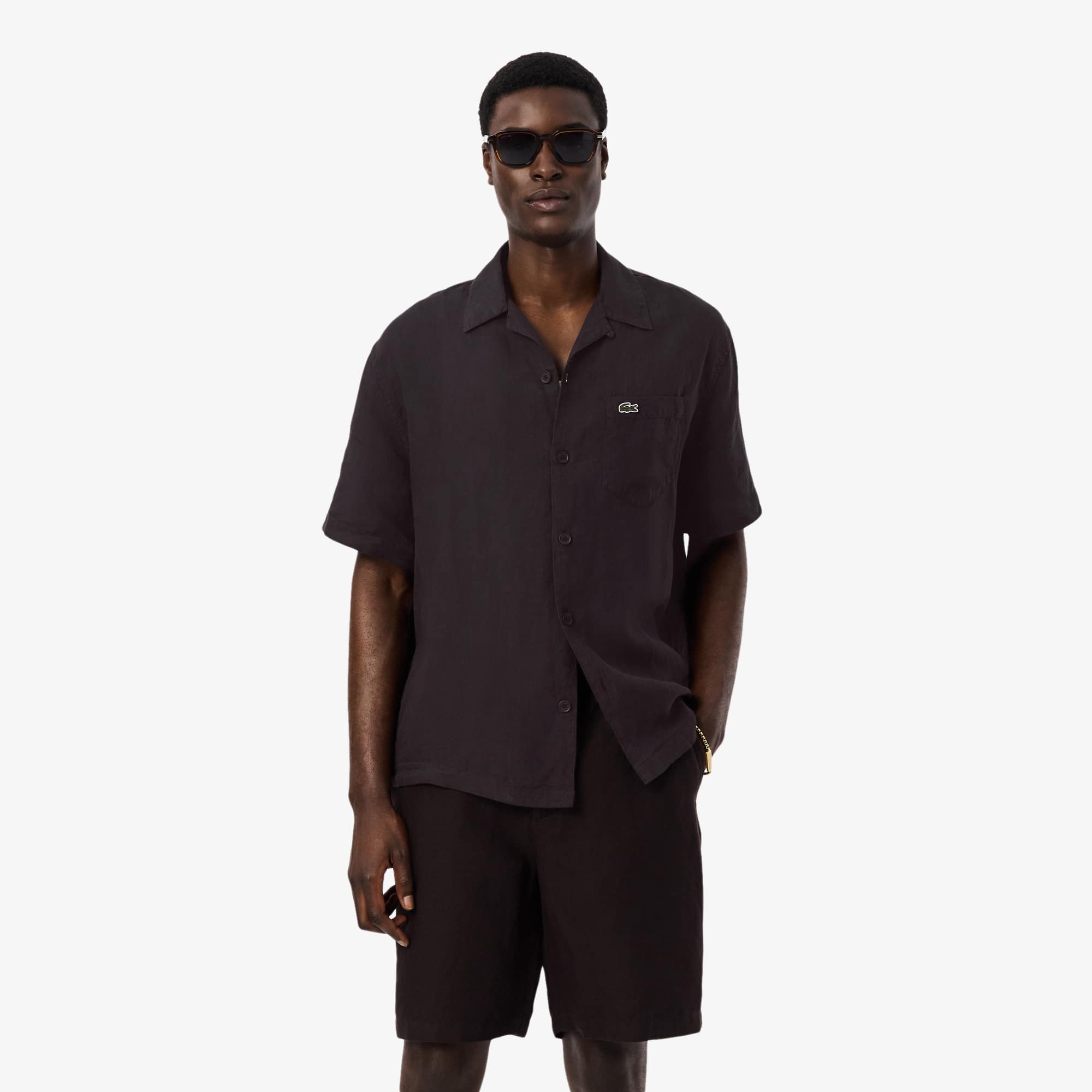 Relaxed Fit Linen Shirt - Brown