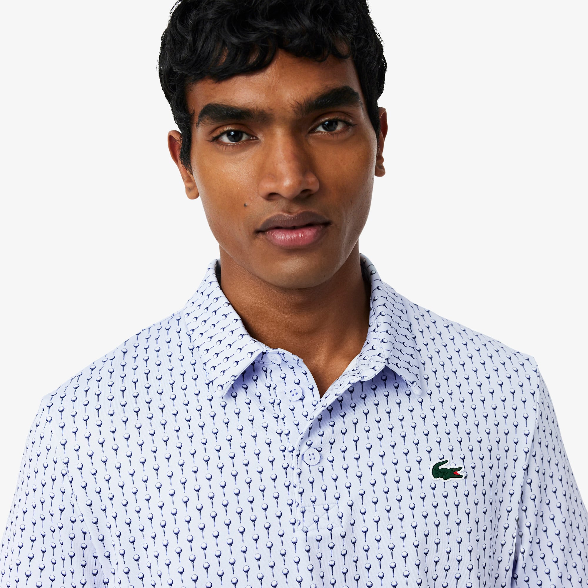 Regular Fit Printed Golf Polo - Bleu Clair / Bleu Marine