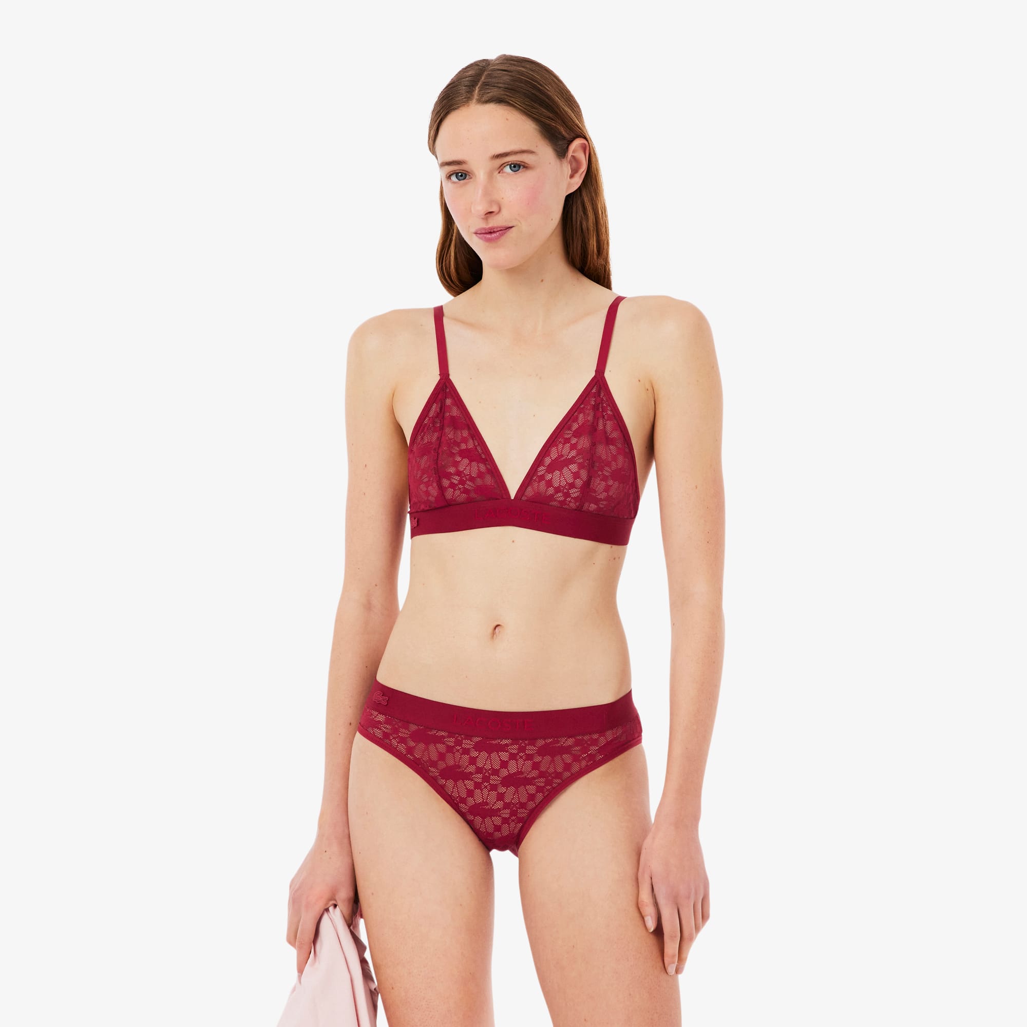 Logo Lace Triangle Bralette - Bordeaux