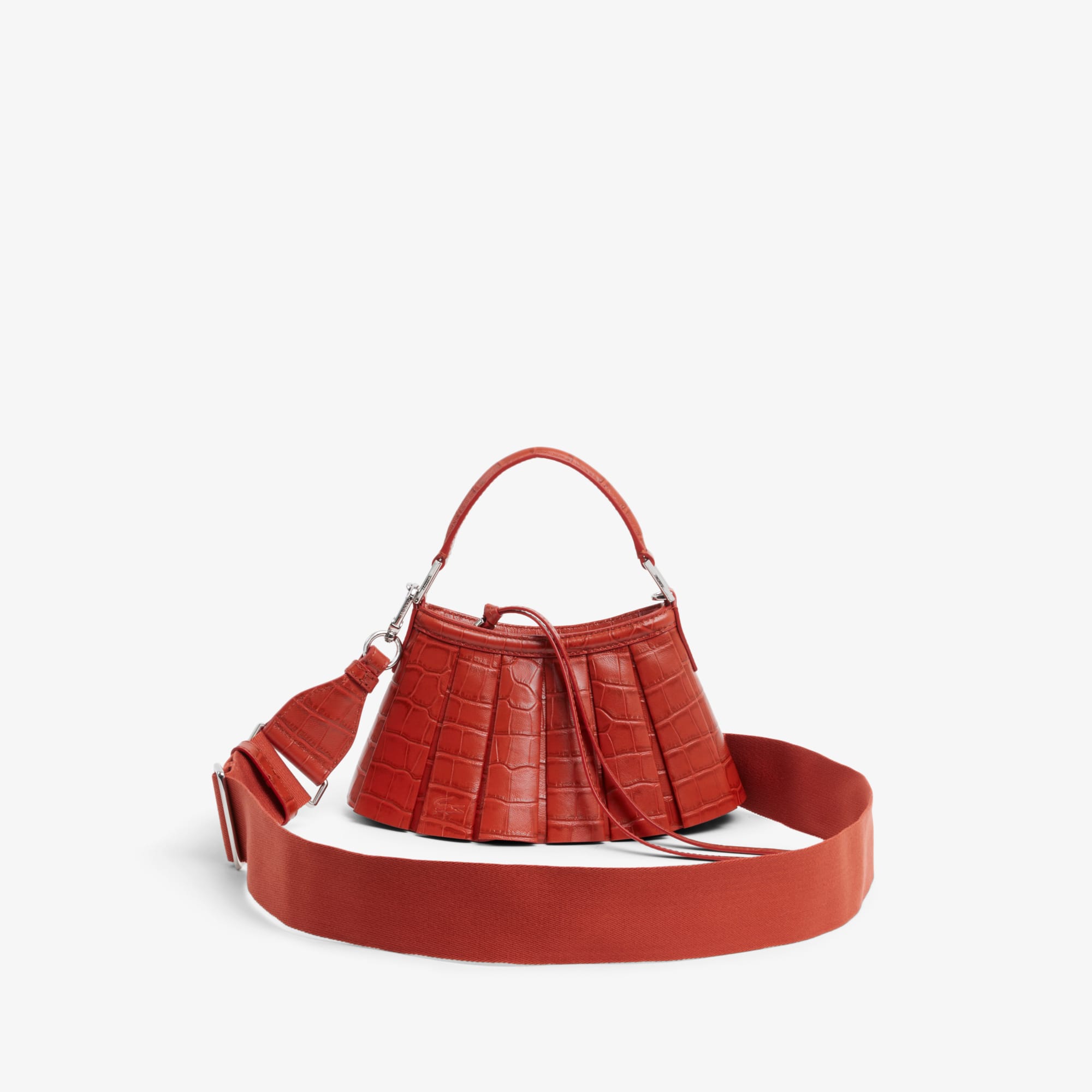 Runway Mini Lenglen Crocodile Effect Leather Bag - ORANGINE