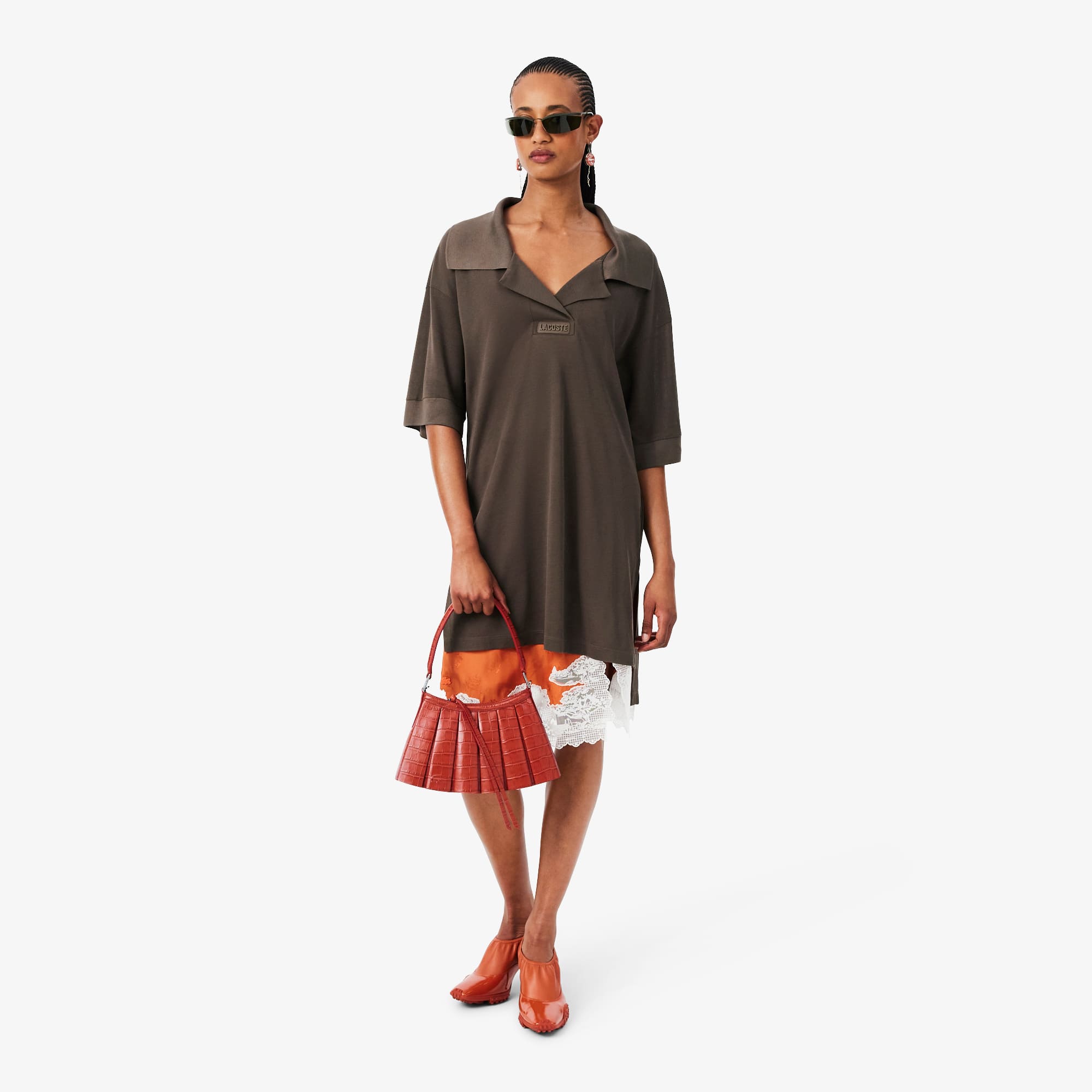 Runway Small Lenglen Crocodile Effect Leather Bag - ORANGINE
