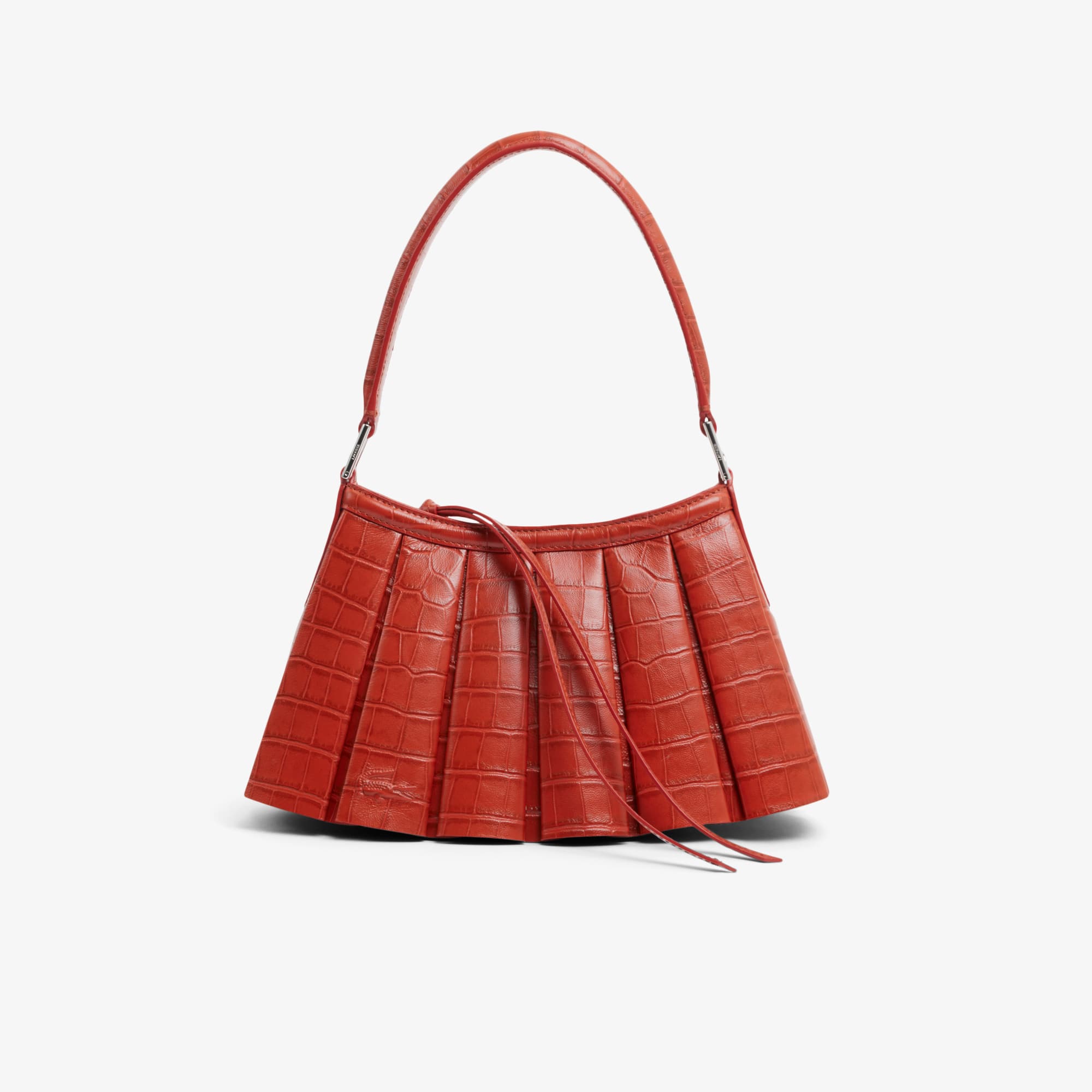 Runway Small Lenglen Crocodile Effect Leather Bag - ORANGINE