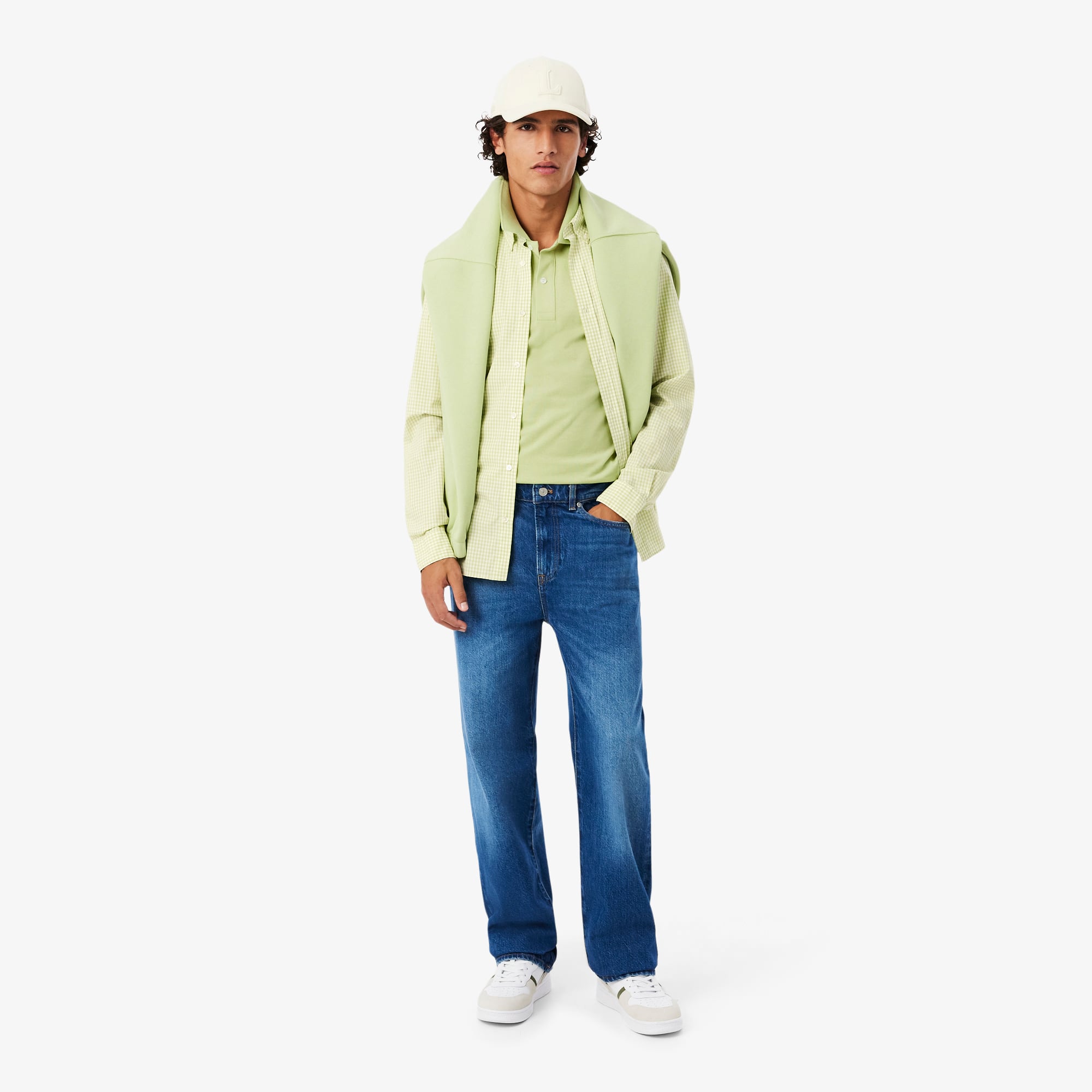 Regular Fit Plaid Poplin Shirt - Blanc / Vert