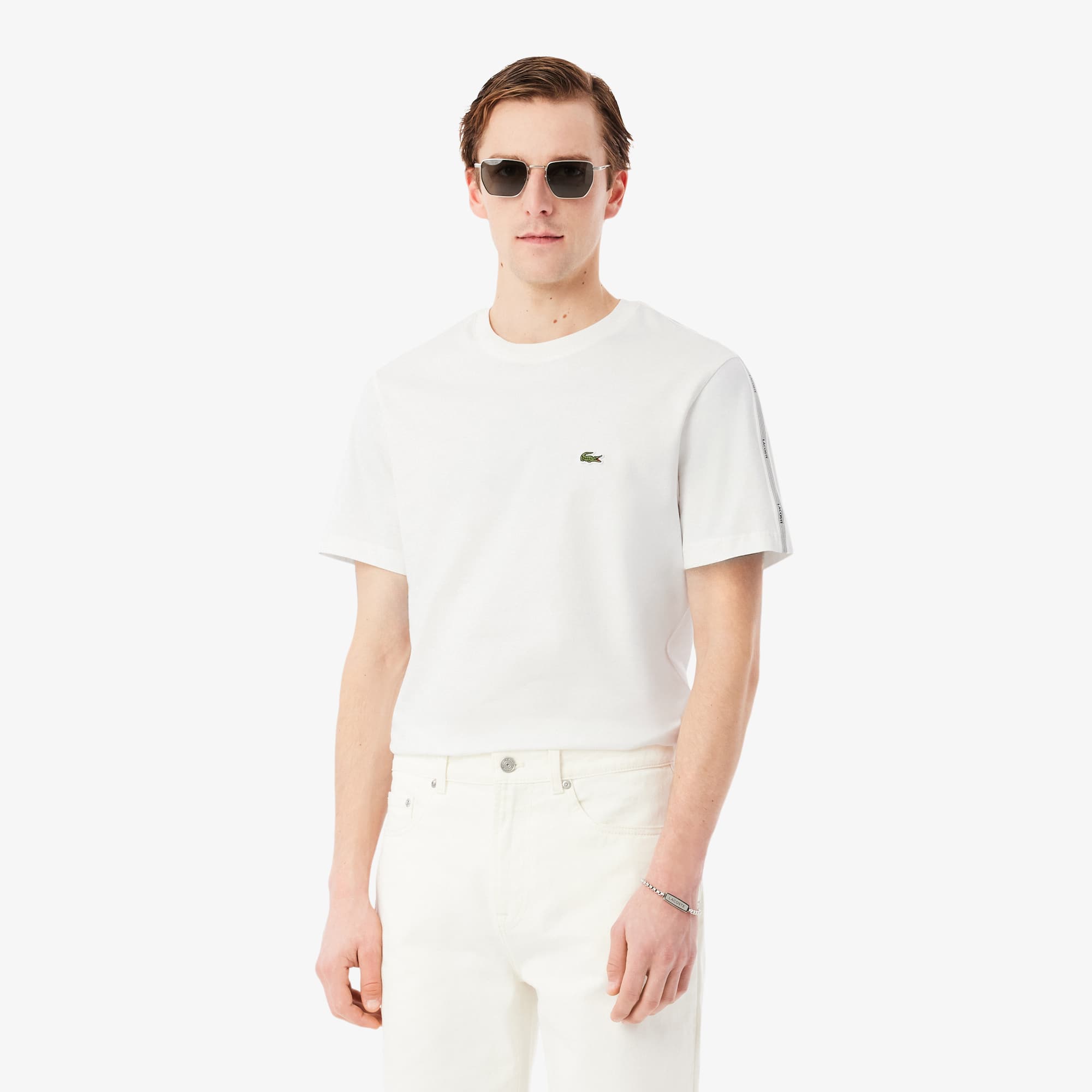 Branded Stripe Band T-Shirt - White