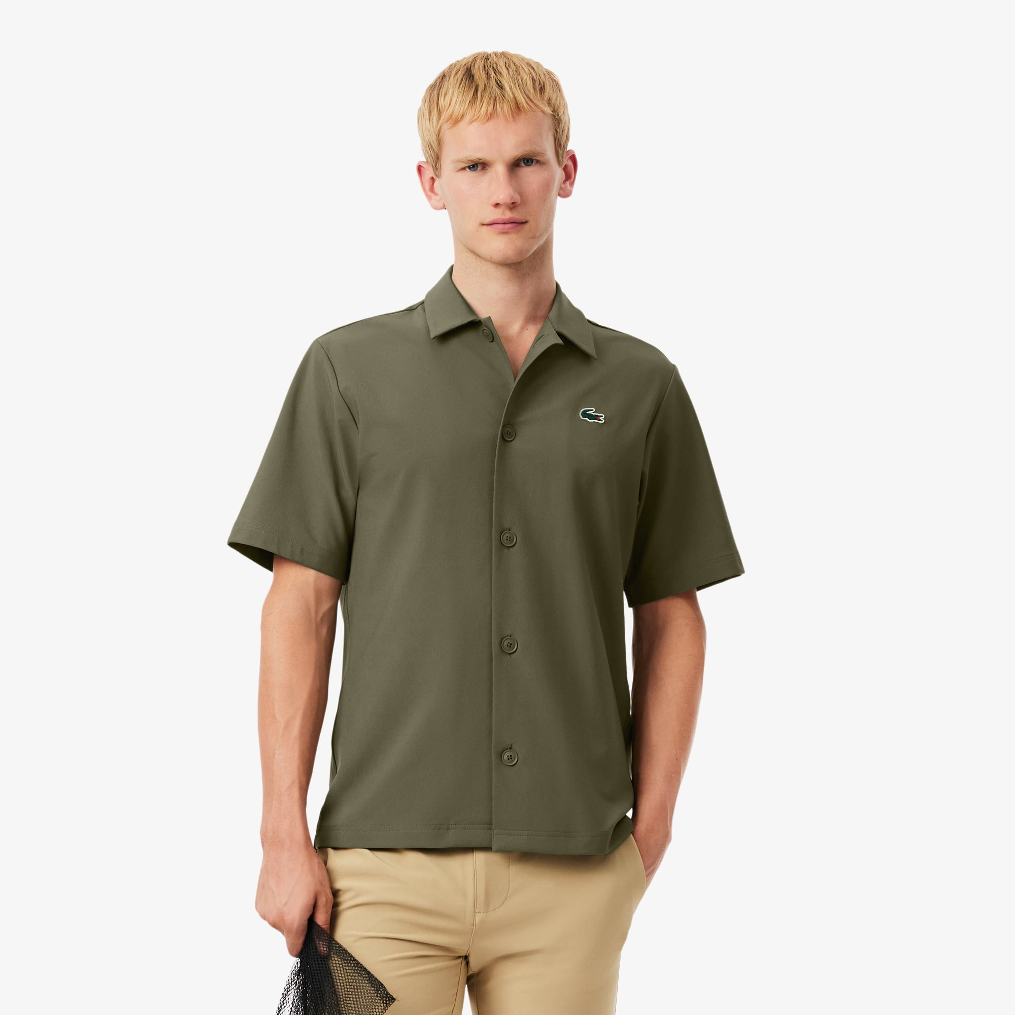 Men's Ultra Dry Printed Stretch Golf Shirt - Khaki Green