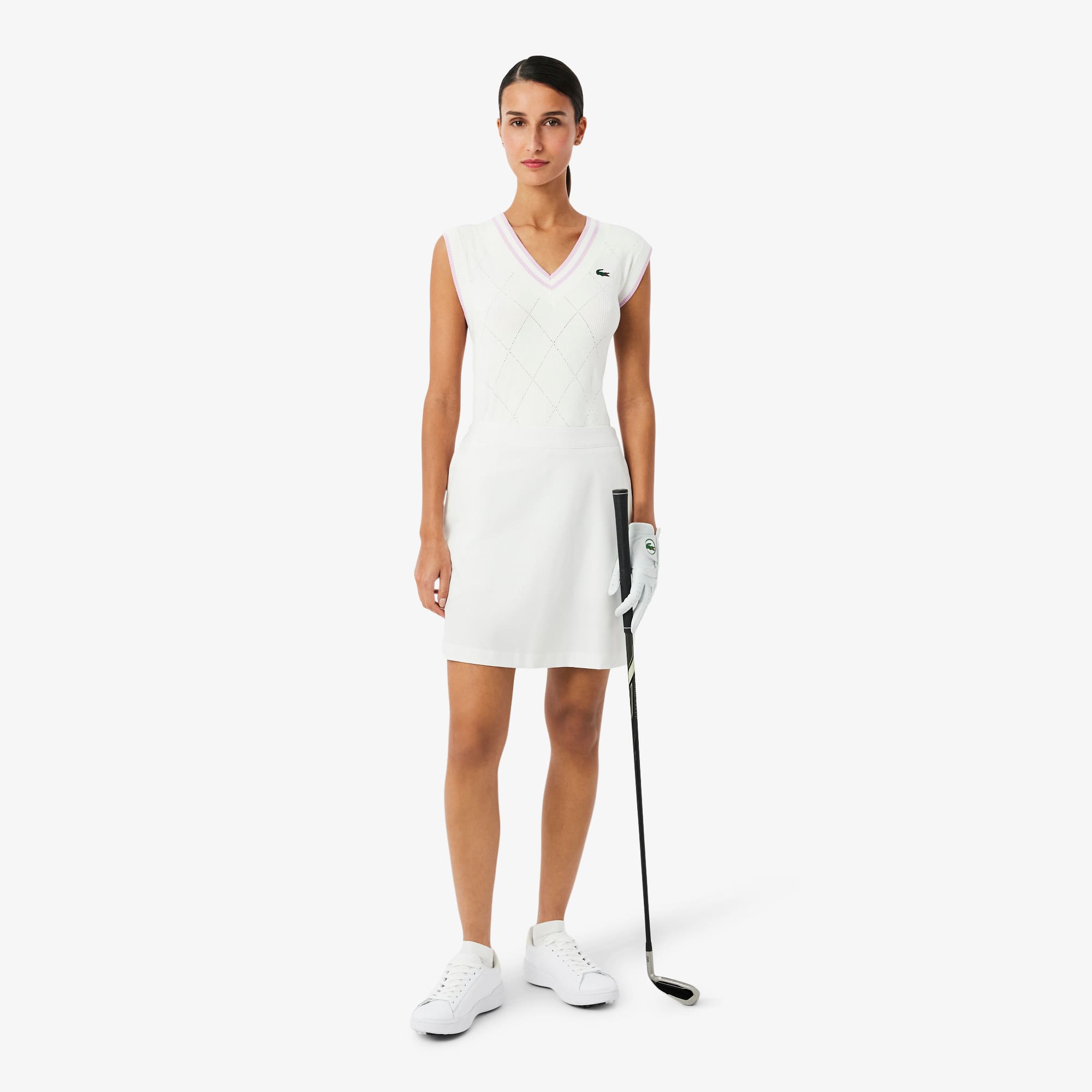 Women's Golf Stretch Sweater Vest - Blanc / Rose