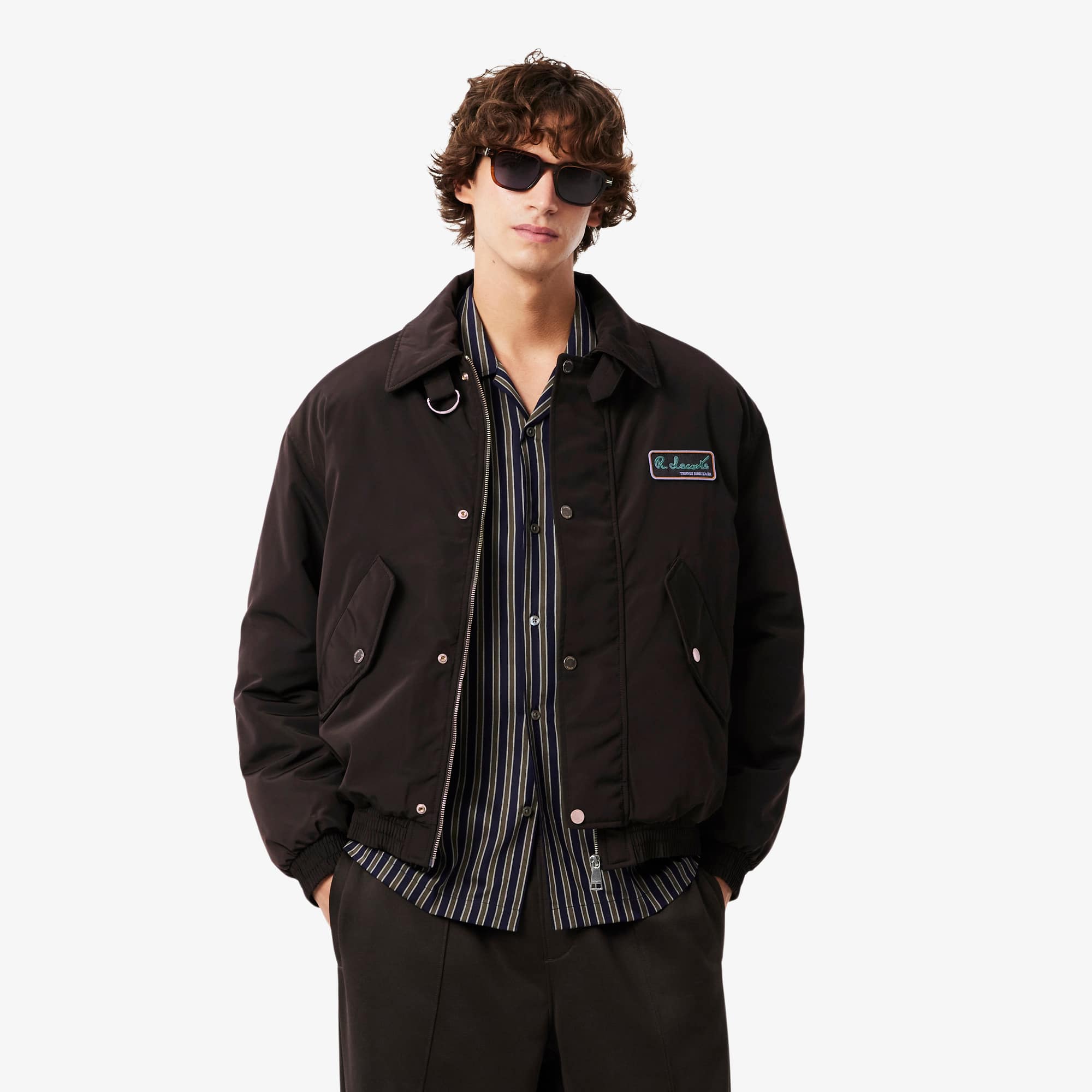 Men's Water-Repellent Aviator Badge Jacket - Brown