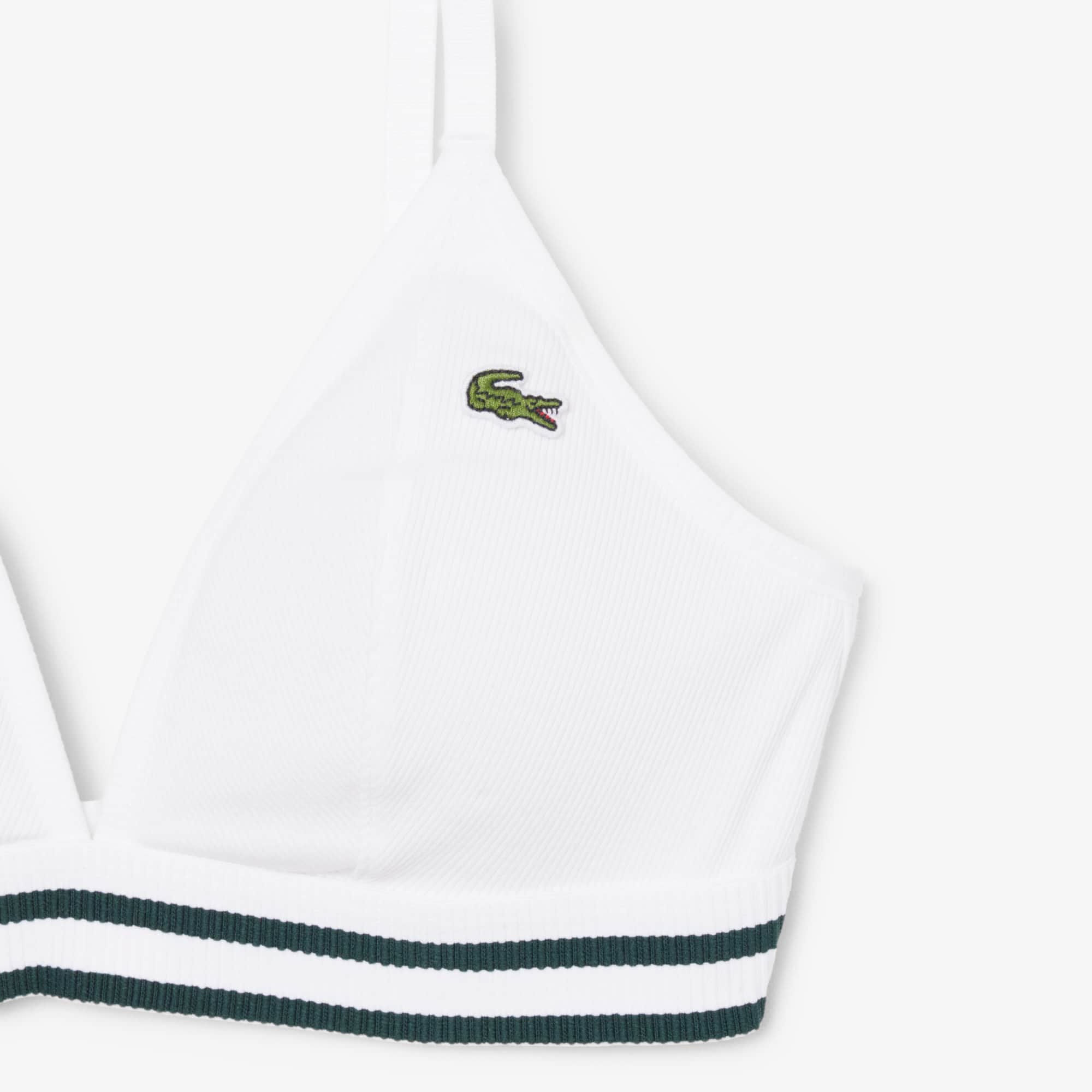 Ribbed Cotton Triangle Bralette - White
