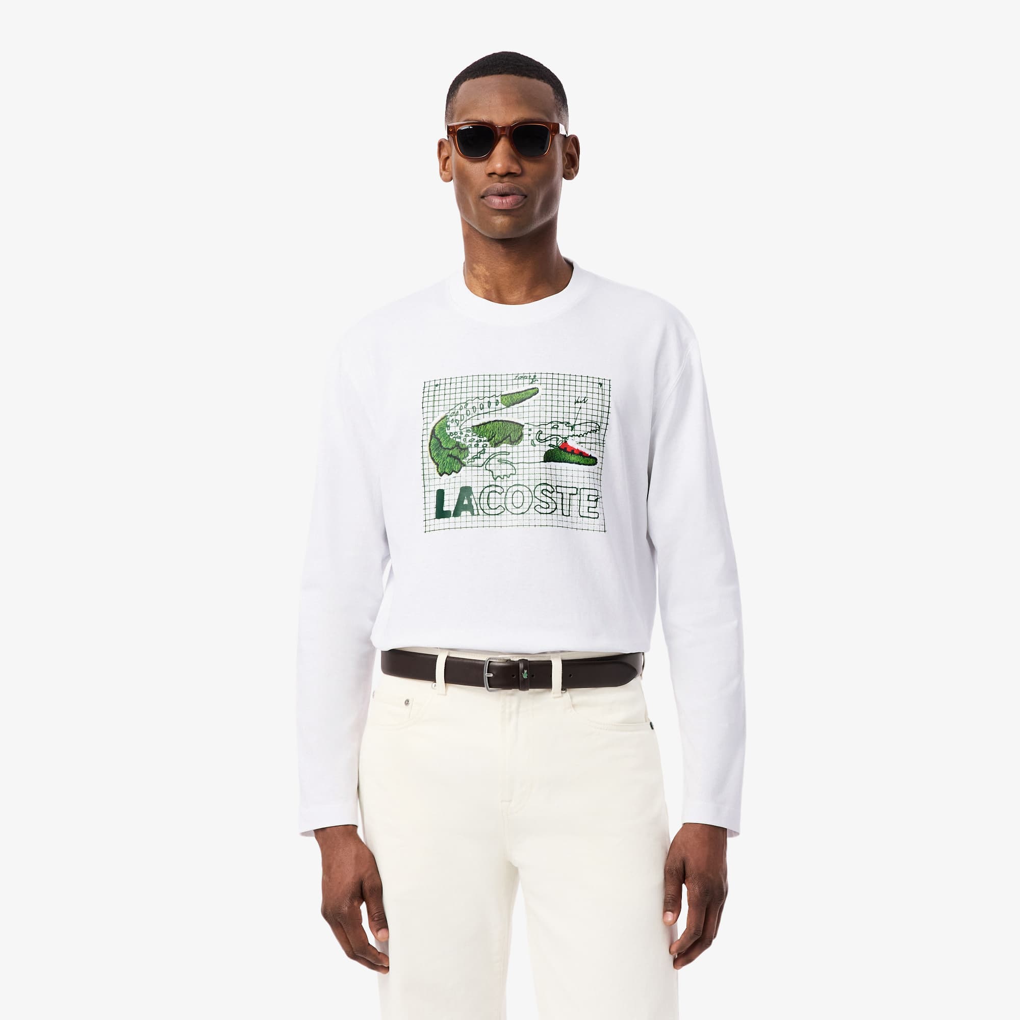 Relaxed Fit Long Sleeved Heavy Cotton T-Shirt - White