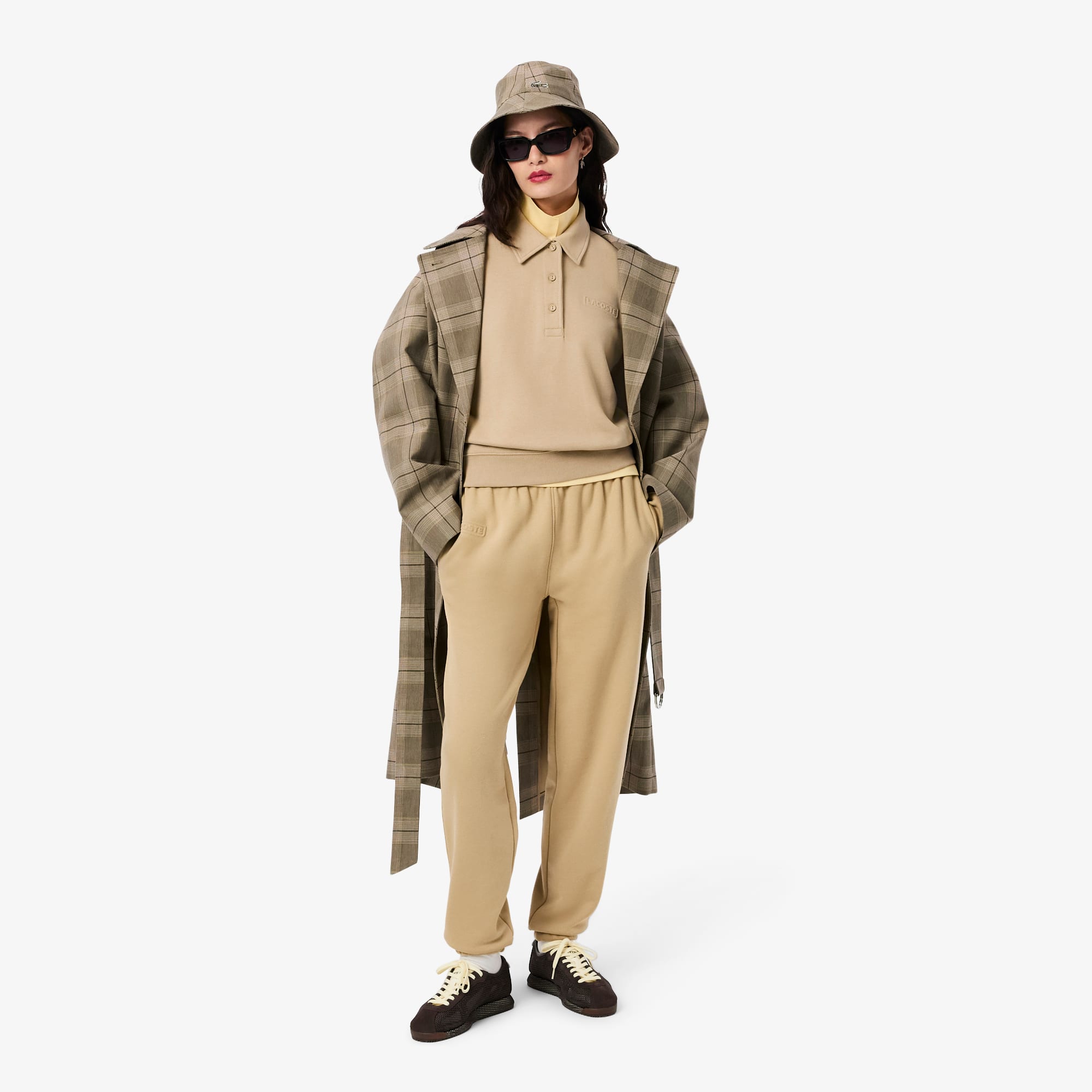 Women's Polo Collar Sweatshirt - Beige