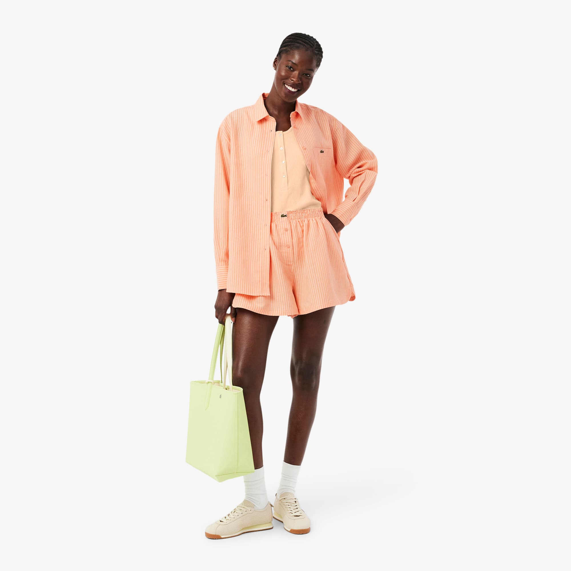 Oversized Linen Blend Shorts - Rose / Orange