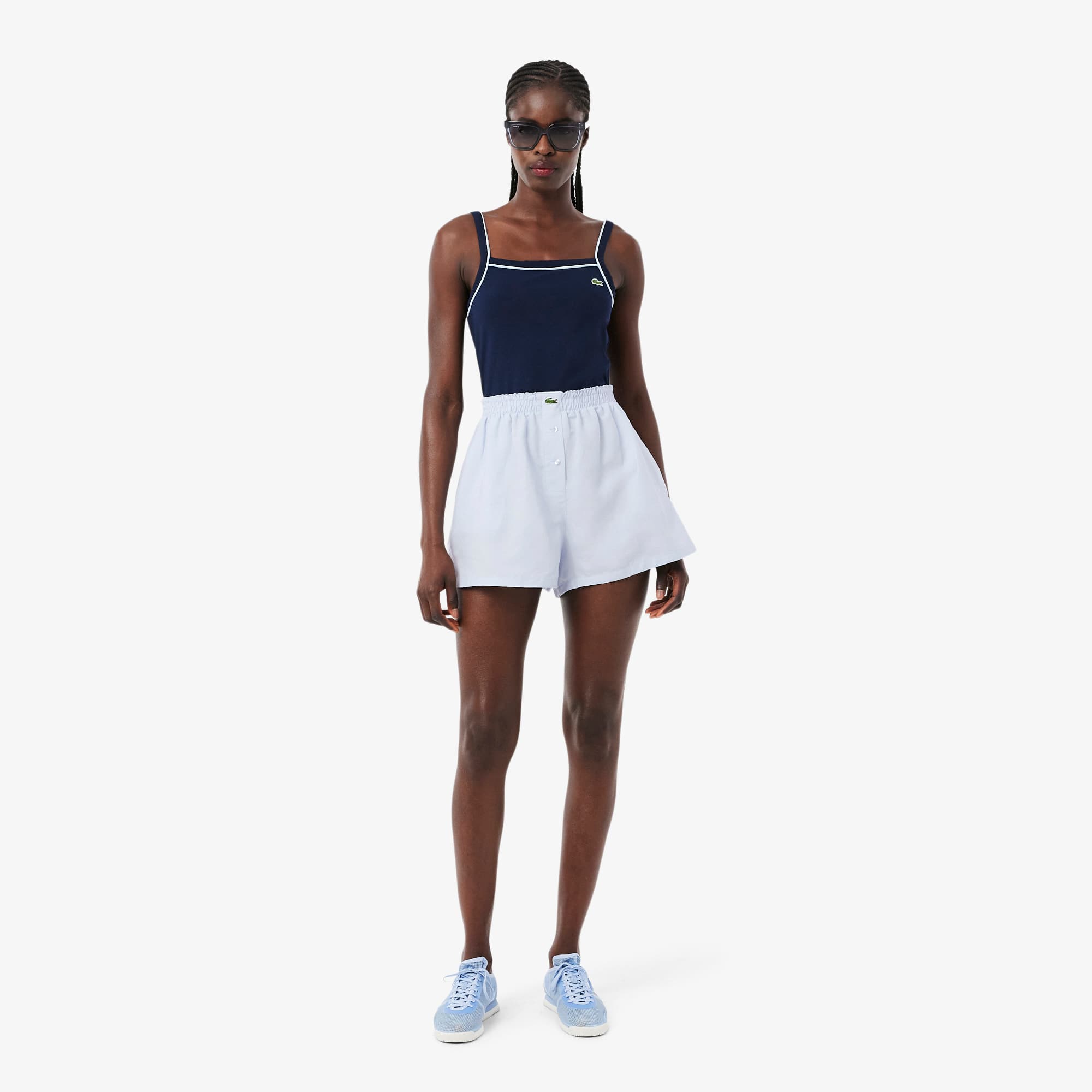Oversized Linen Blend Shorts - Phoenix blue