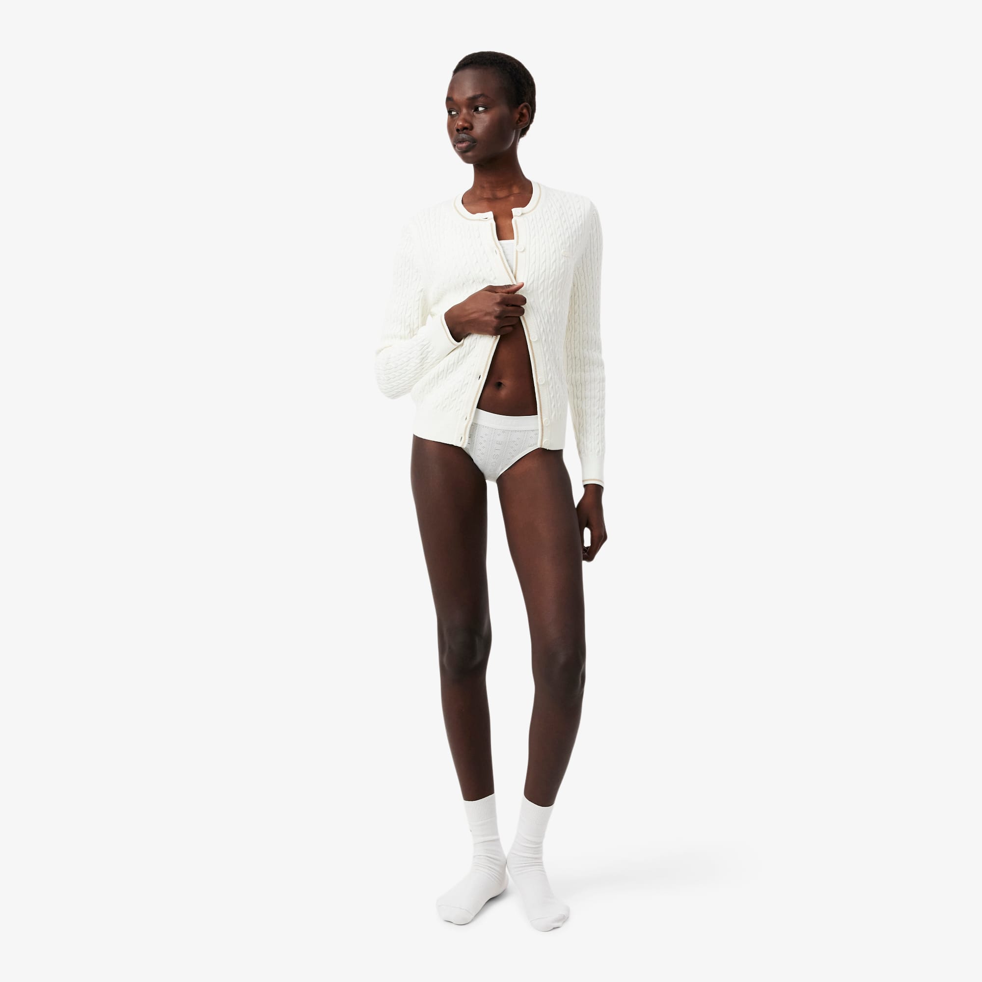 Stretch Pointelle Briefs - White